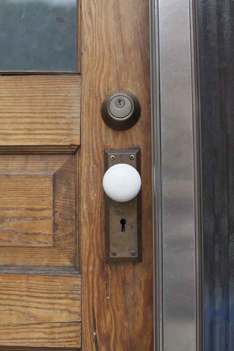 Close-up of closed wooden door