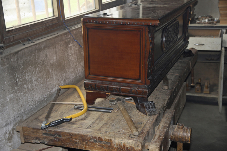 tools in a dusty carpentry workshop expert