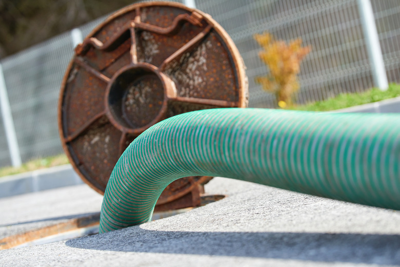 Emptying septic tank, cleaning the sewers