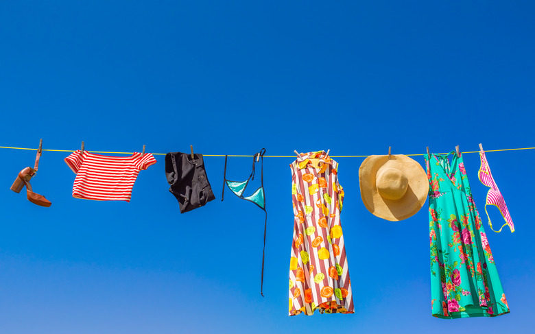 Laundry hanging on a clothesline.