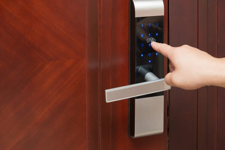 inputing passwords on an electronic door lock