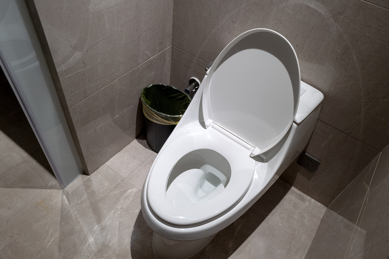 High angle view of ceramic toilet