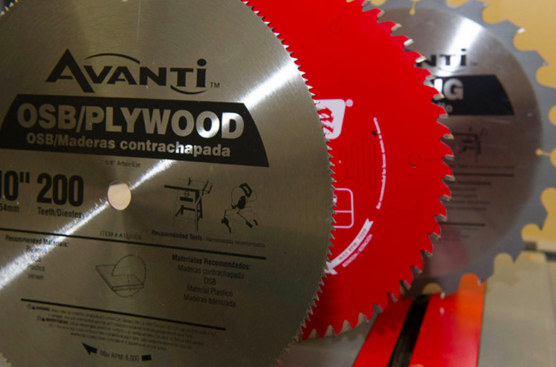 Three table saw blades.