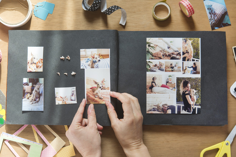 Making scrapbook featuring pet dog.