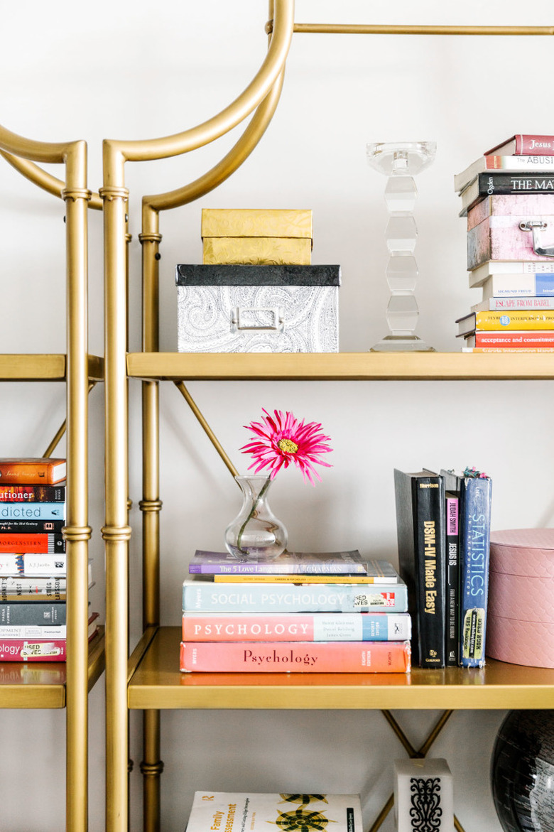 gold bookcase