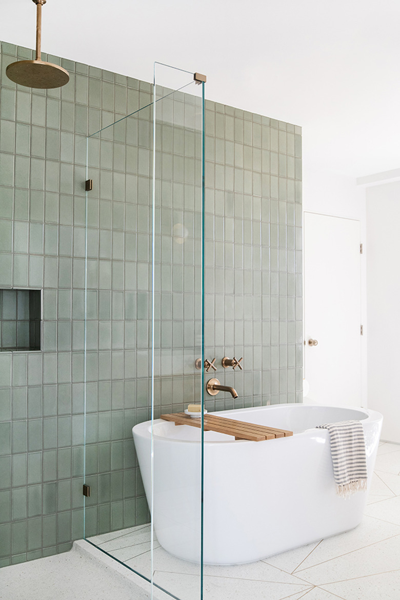 bathroom fittings in green and white space