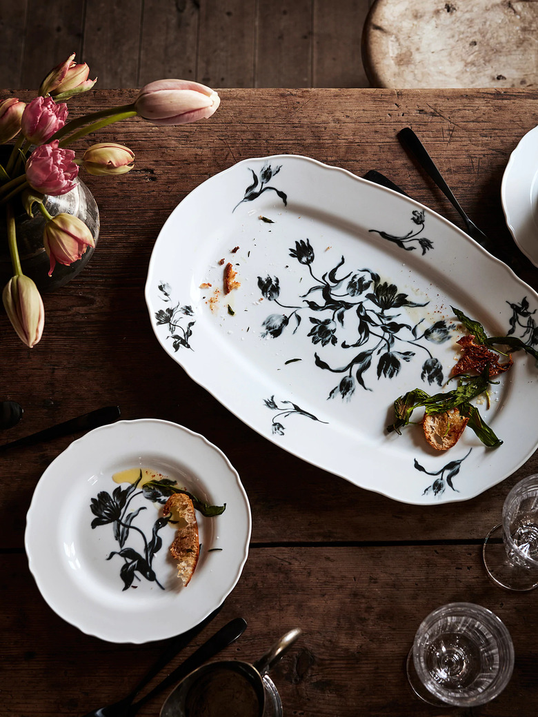 overhead shot of dish and platter