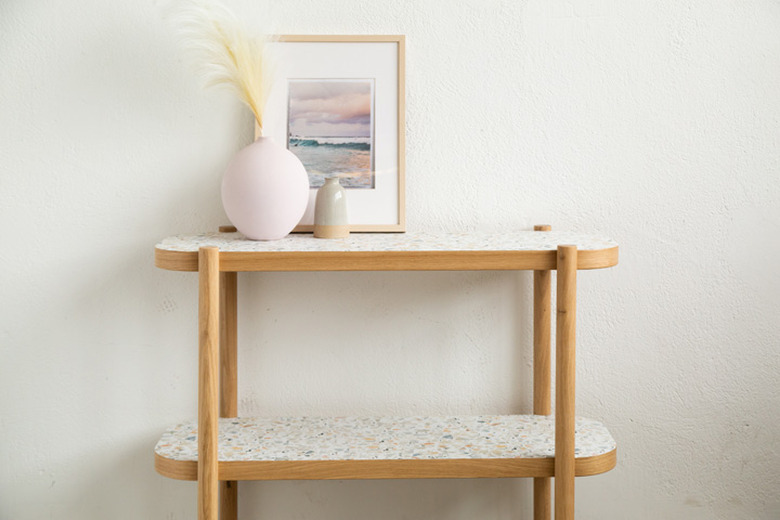 IKEA Hack Listerby table with removable wallpaper