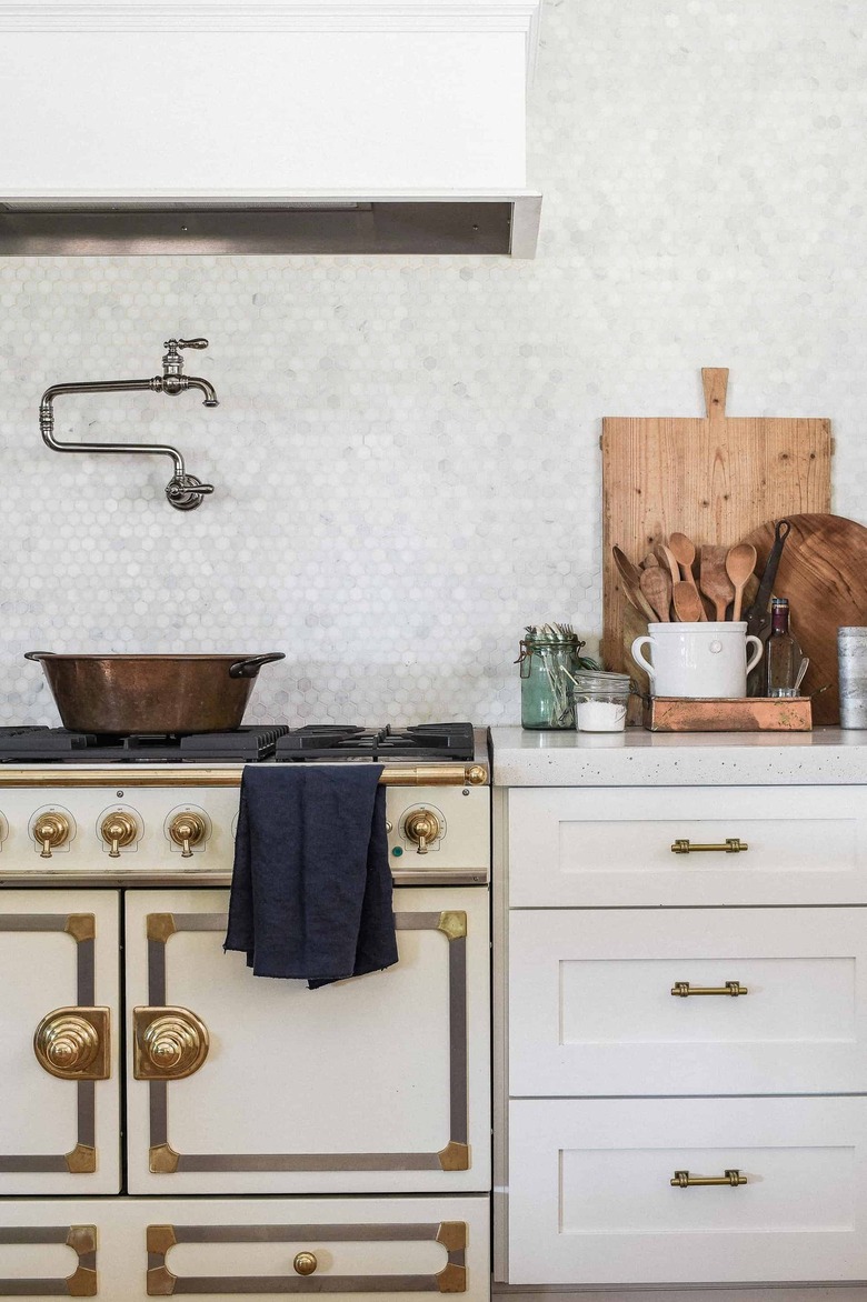 concrete countertops in industrial farmhouse kitchen