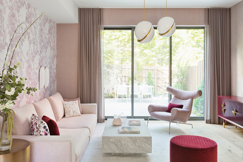 pink eskayel living room wallpaper idea with furniture in shades of pink