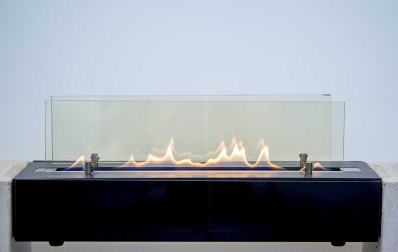 Modern bio fireplot fireplace on ethanol gas.