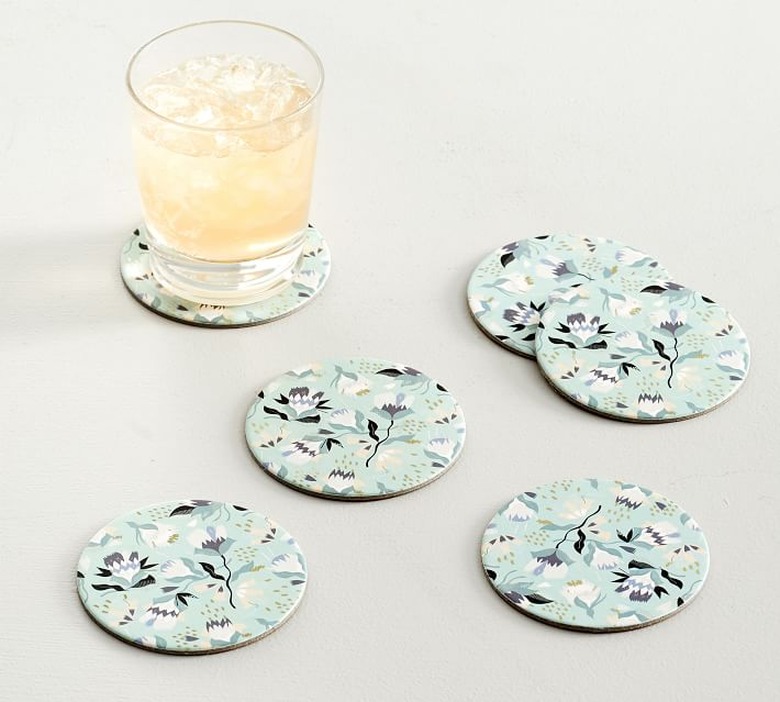 Pottery Barn Floral Seedlings Cork Coasters