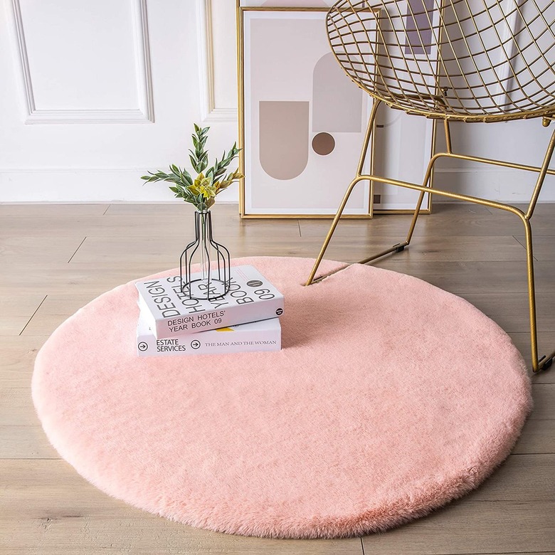 thick faux fur round rug