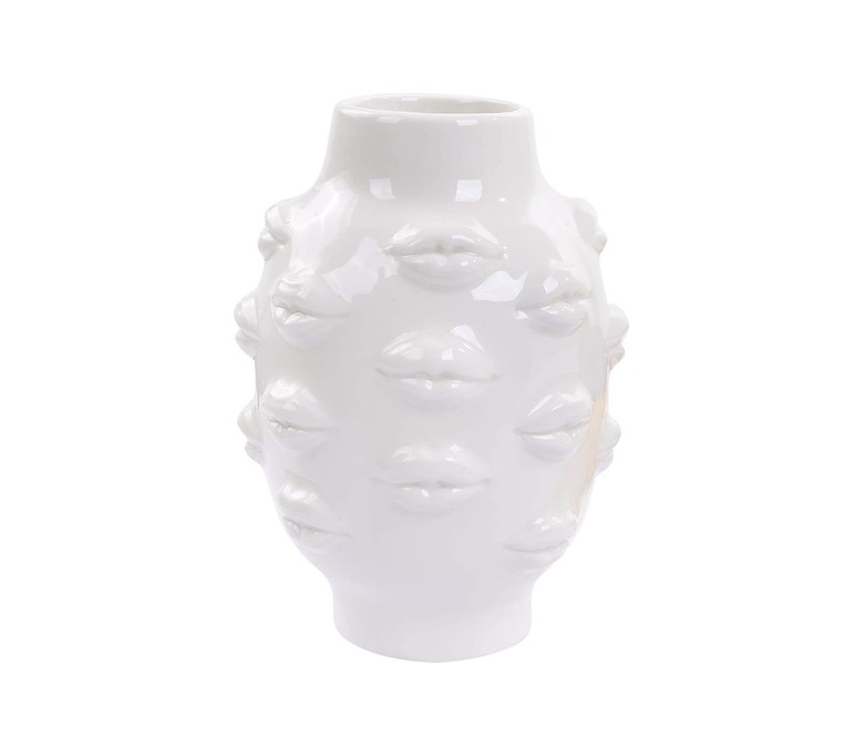 white ceramic lips vase