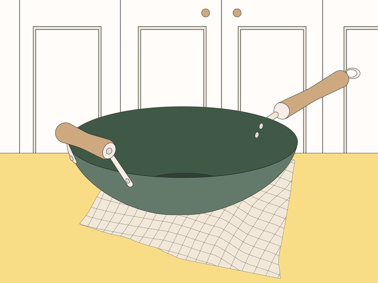 illustration of wok on counter