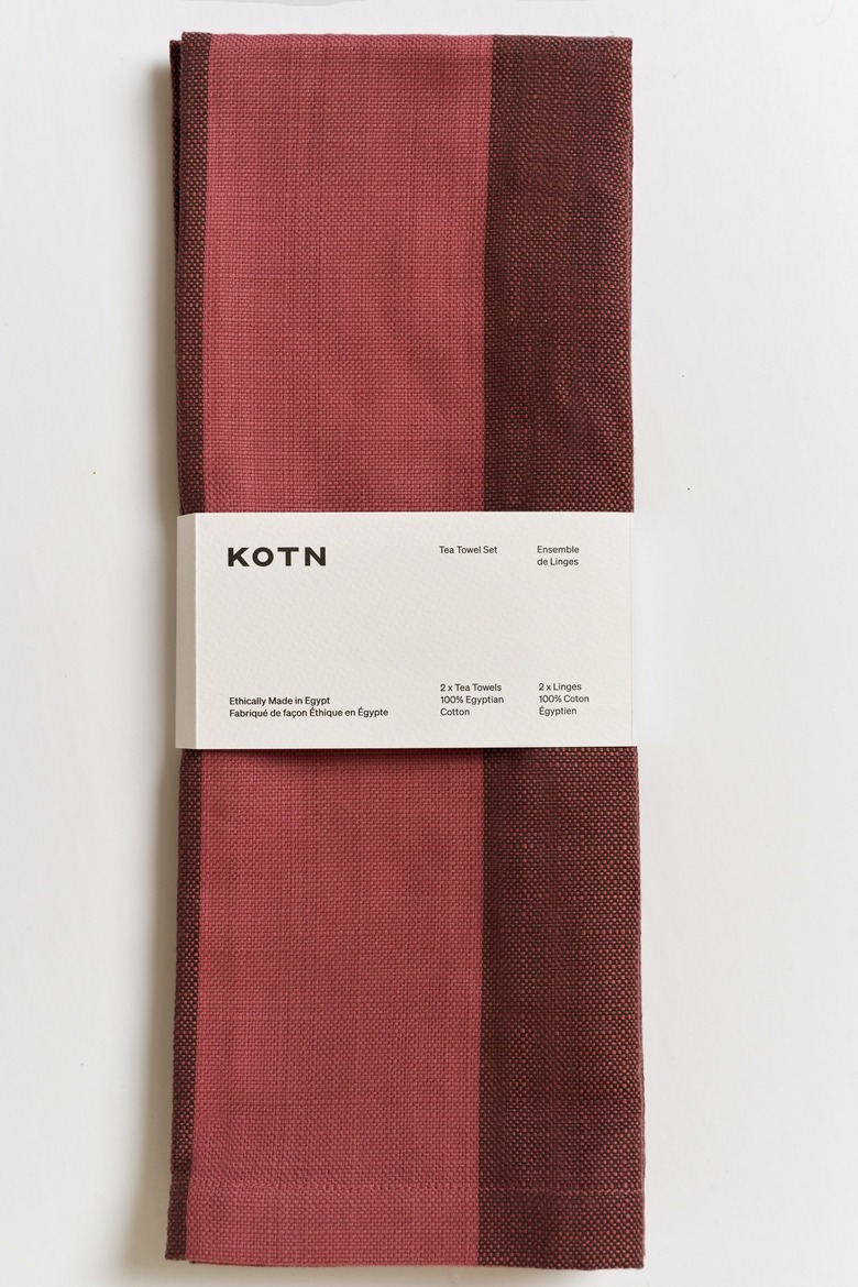 Kotn Tea Towel in chocolate and rose