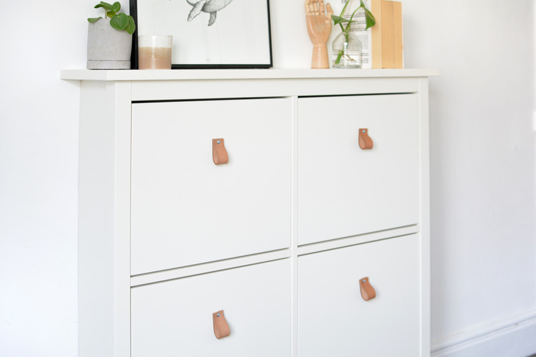 IKEA shoe cabinet storage with leather pulls