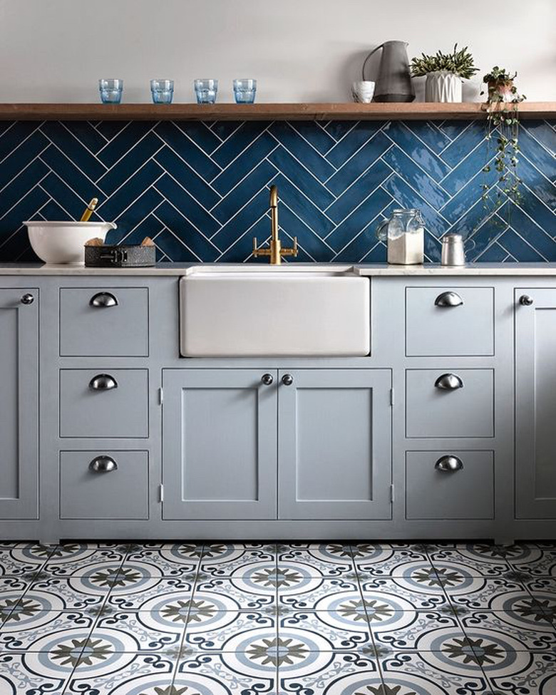 Kitchen with ceramic tile floors