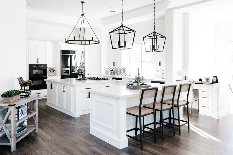 double islands in industrial kitchen