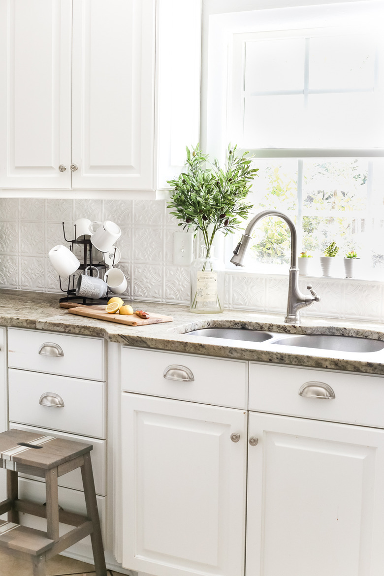 White pressed tin tiles