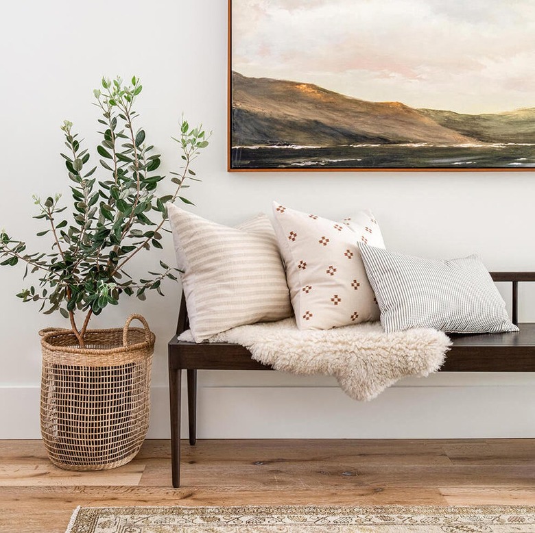 entryway bench with rug