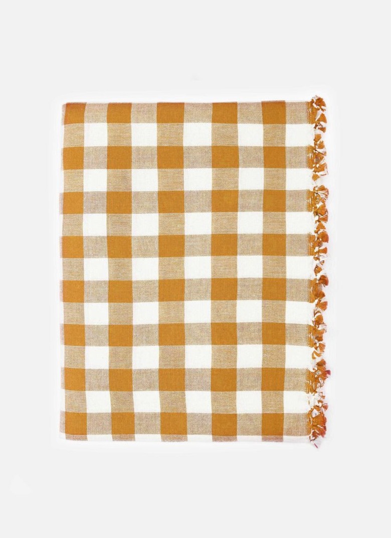 Heather Taylor Gingham Goldenrod Tablecloth, $258