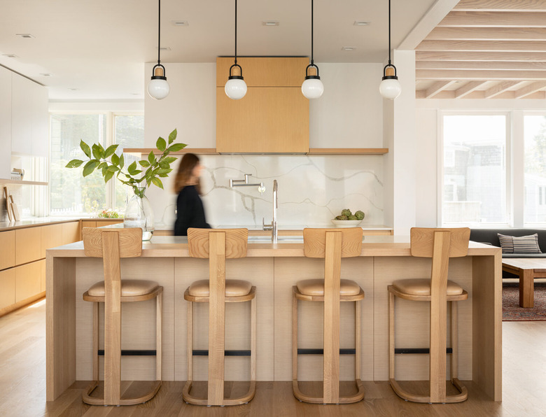 light wood kitchen floors in Japanese-inspired space by Heidi Lachapelle