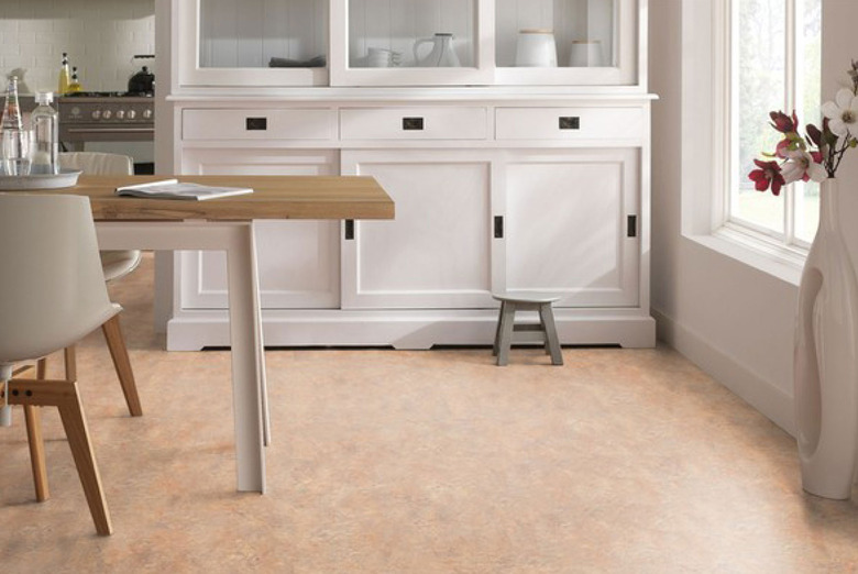 Linoleum flooring in a kitchen