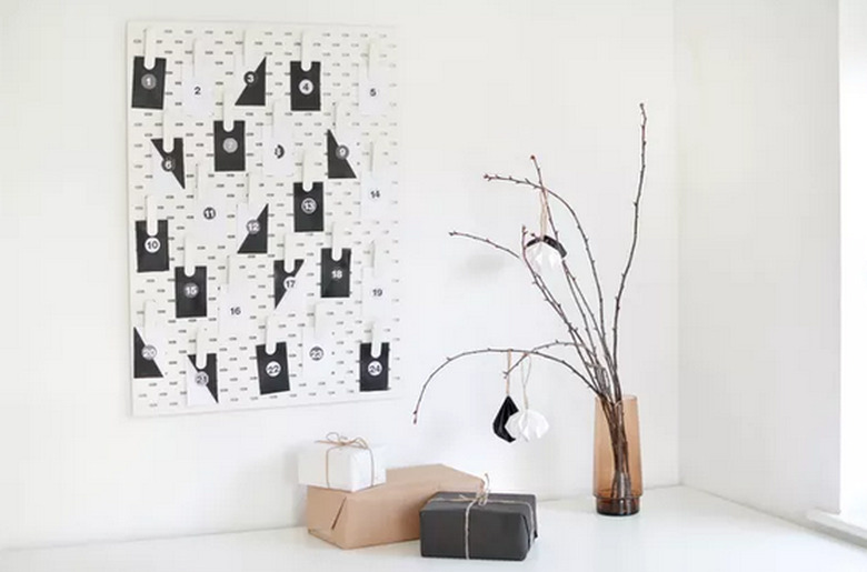 Modern Advent Calendar Using an IKEA Pegboard