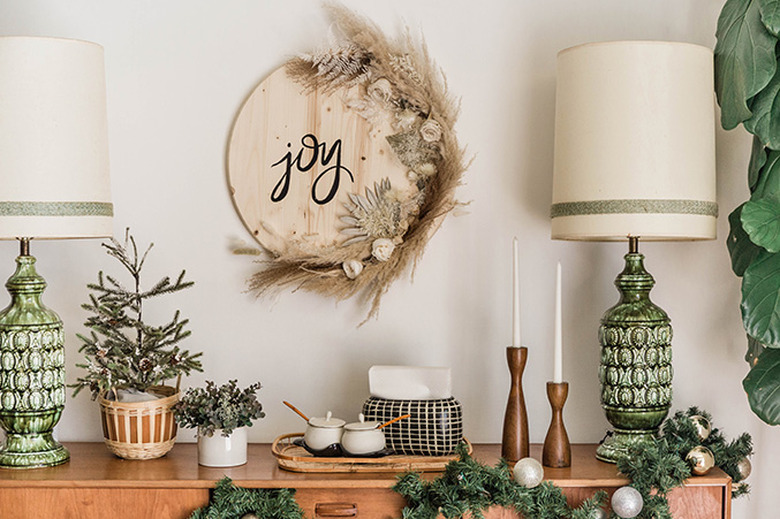 Festive Wood and Floral Holiday Sign