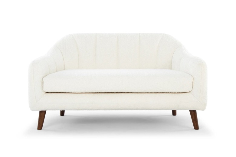 Wayfair upholstered white boucle round arm loveseat