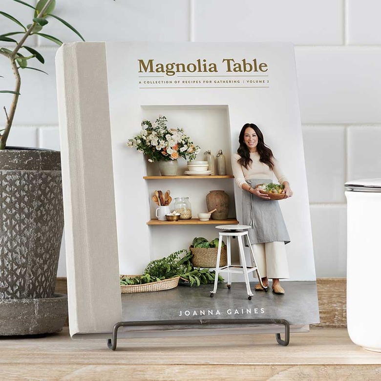 Magnolia Table cookbook on stand in kitchen space