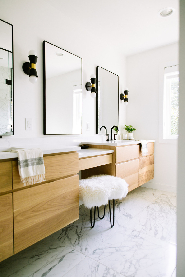 minimalist modern master bathroom vanity and dressing table