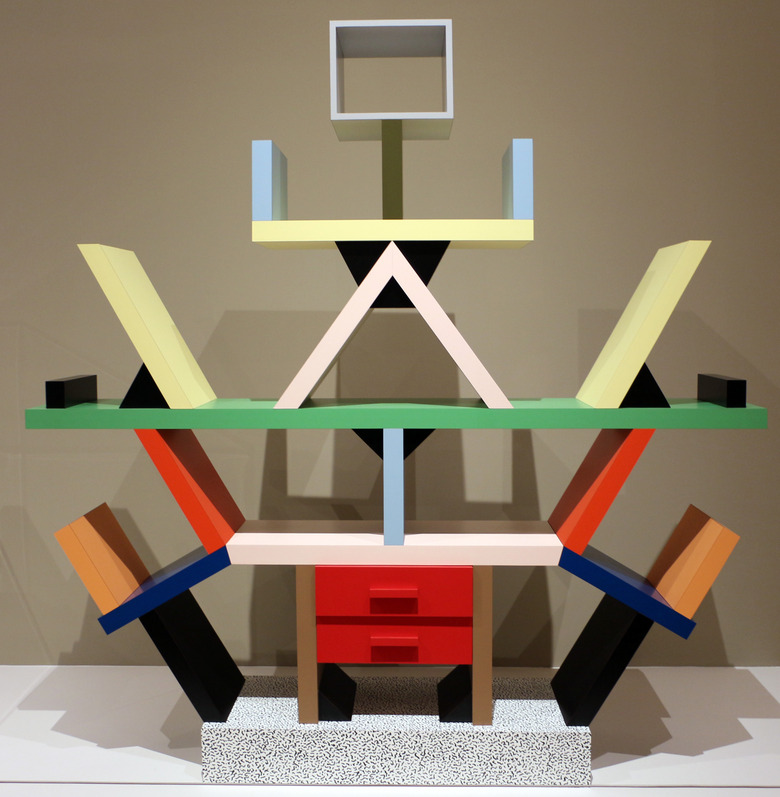 Memphis Design style bookcase designed by Ettore Sottsass