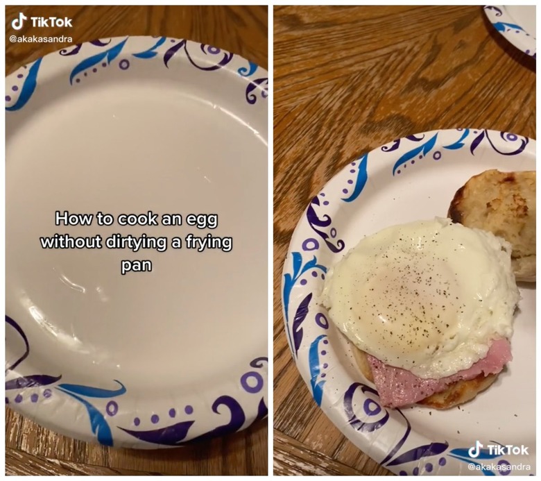 Left is a paper plate with a caption that reads 