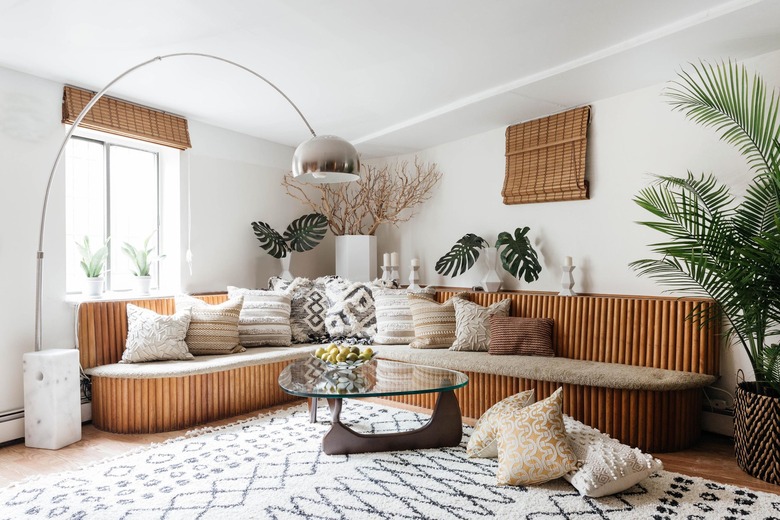 midcentury living room with textural details