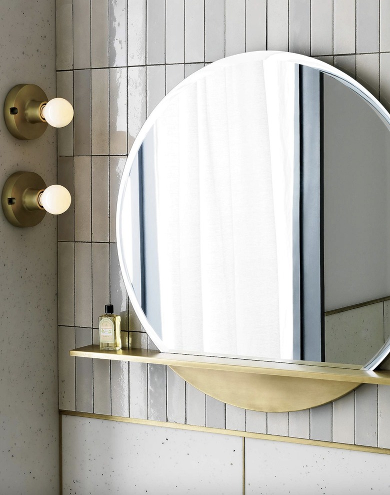 Round mirror with shelf