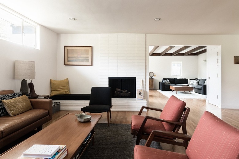 Midcentury living room with couch and chairs