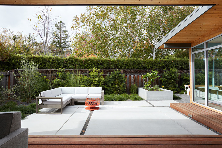 outdoor area of house with patio seating area