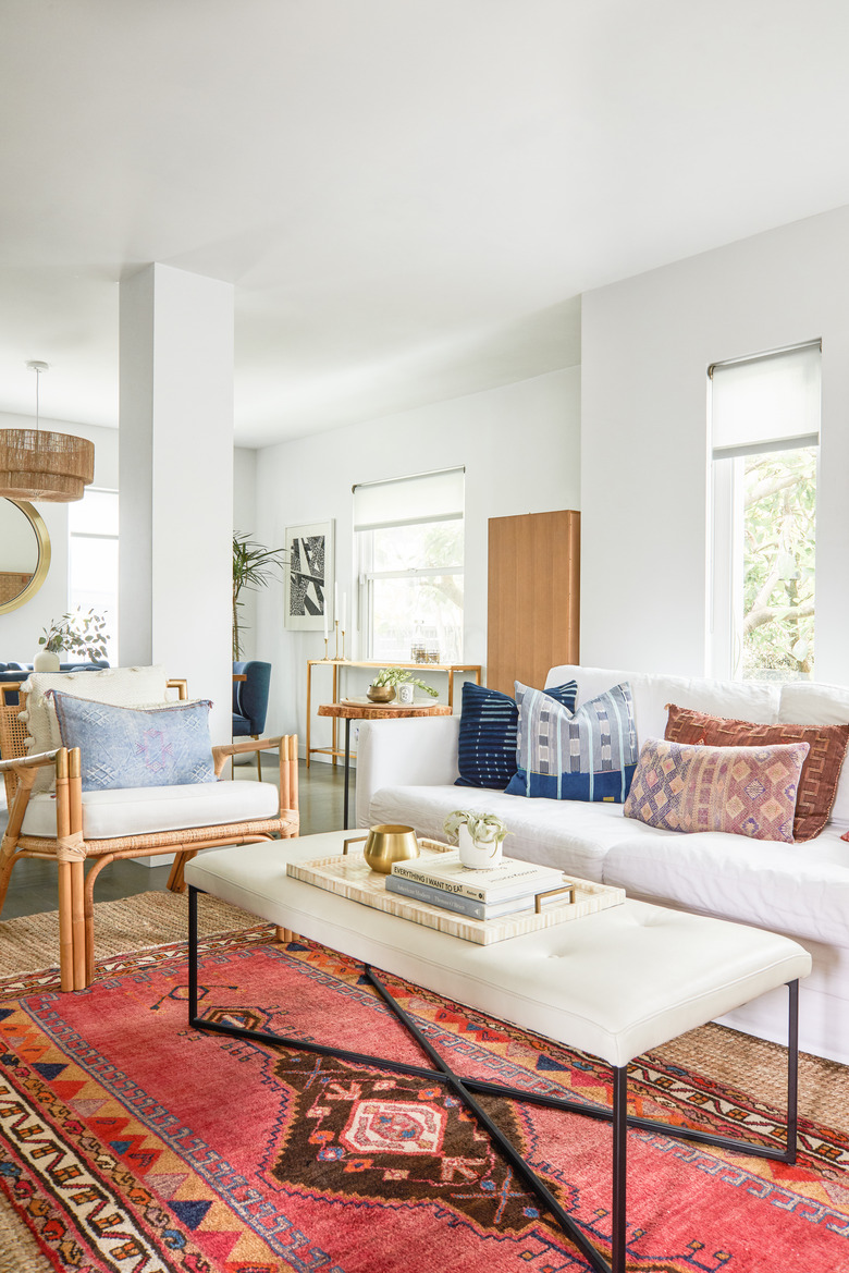 Vintage rug in bohemian living room