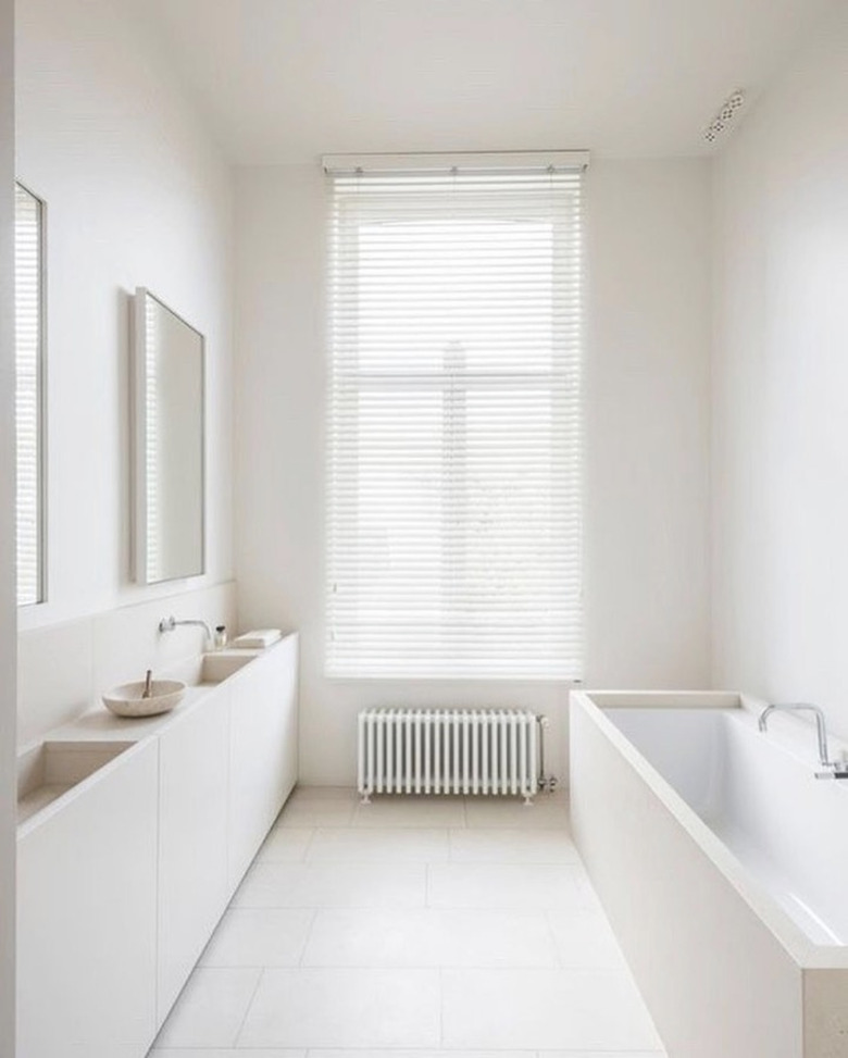 White minimalist bathrooms with radiator