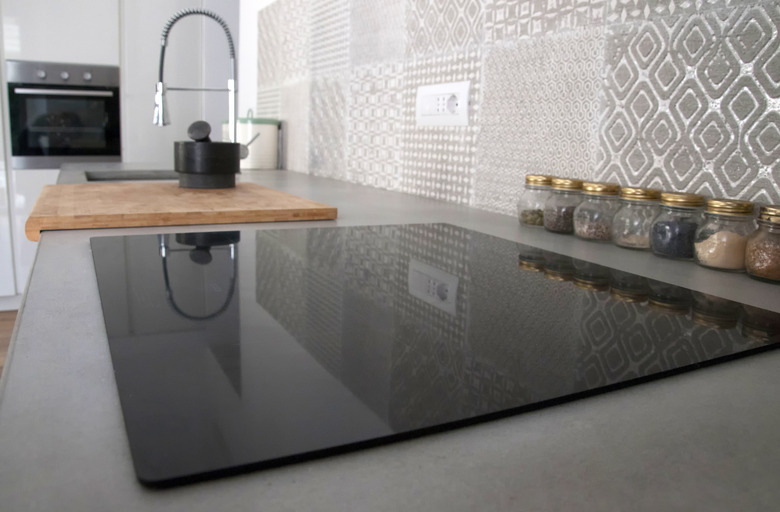 Modern kitchen interior with cement countertop