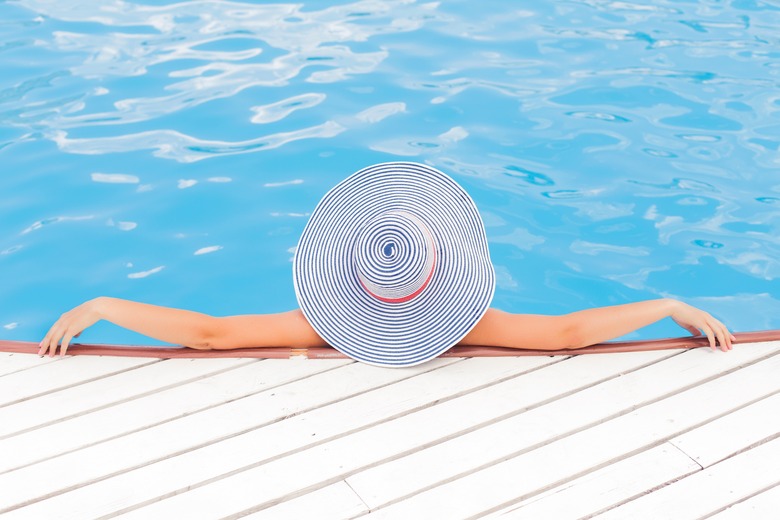 Basking in a saltwater pool.