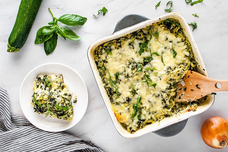 Spinach artichoke summer squash bake