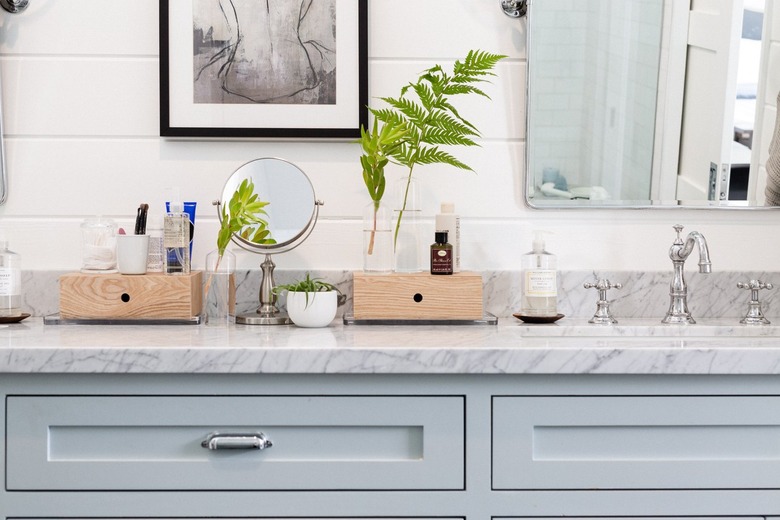 shiplap wall as bathroom backsplash