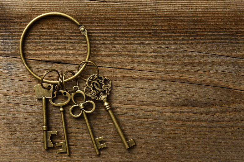 Old skeleton keys on a keyring.