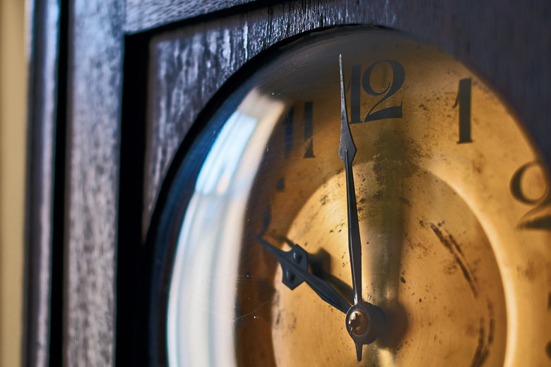 Vintage grandfather clock clockface