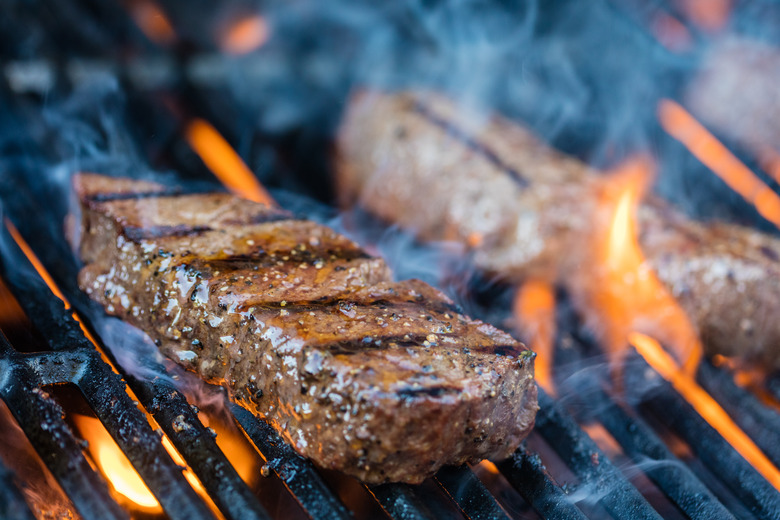 Sirloin steaks on the bbq