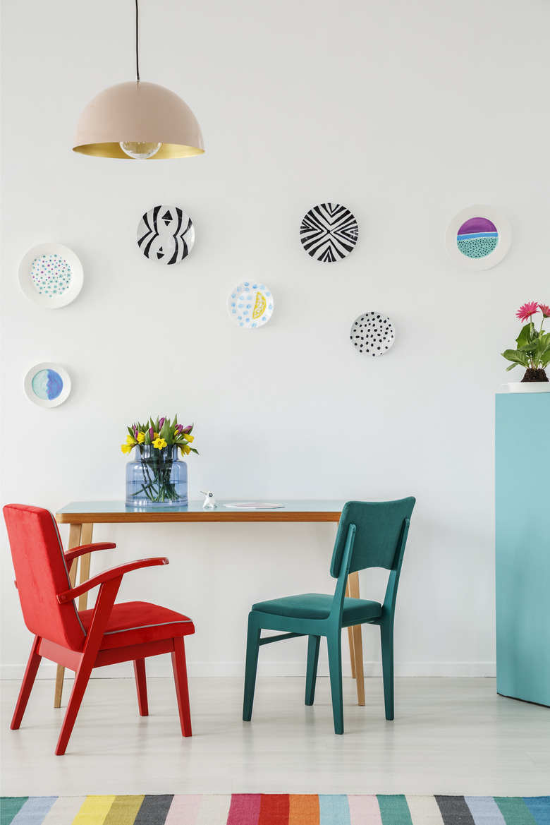 Plates hung on a wall for display decor