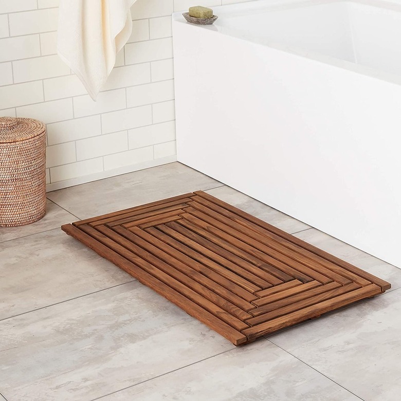 teak shower mat